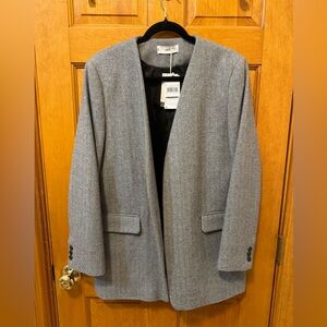 NWT Mango Gray wool Blazer Size L (170)